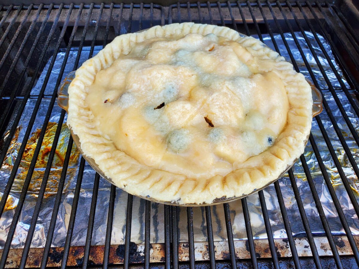 Peach Blueberry Pie on the Traeger