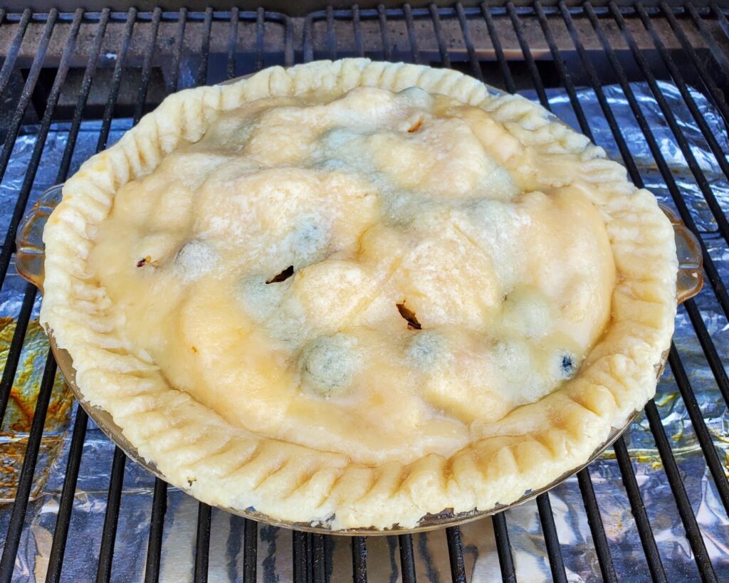 Peach Blueberry Pie on the Traeger