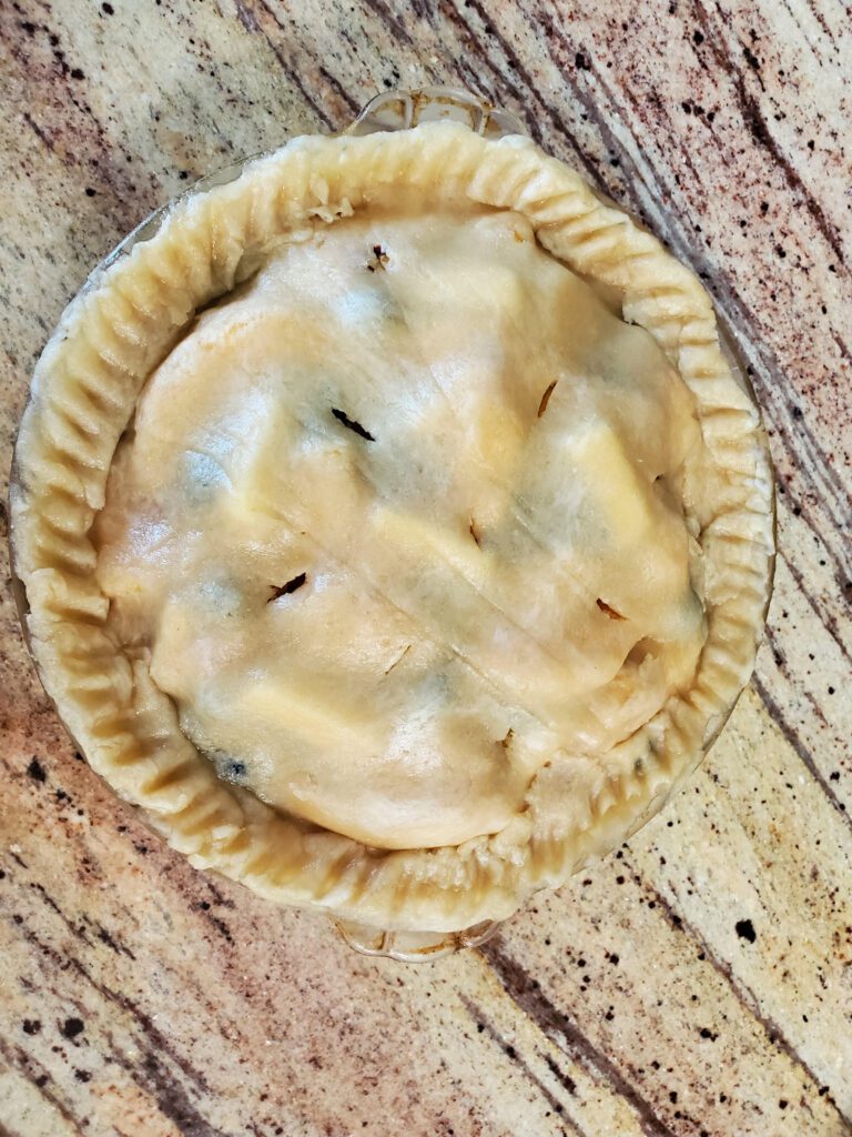 Peach Blueberry Pie ready to bake