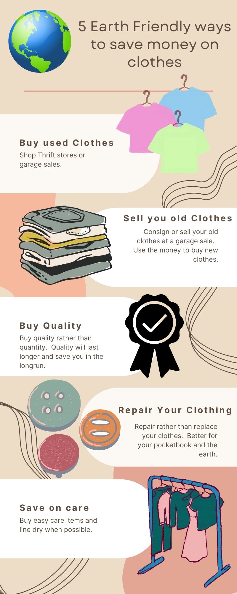 5 ways to save money on clothing infographic