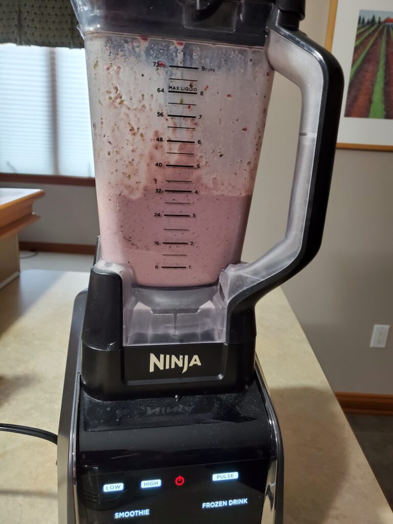 Ninja blender making a smoothie