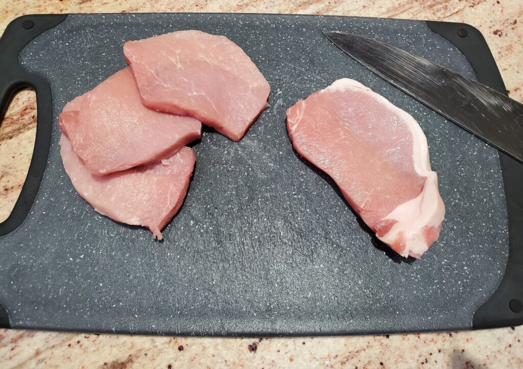 Trimming pork chops