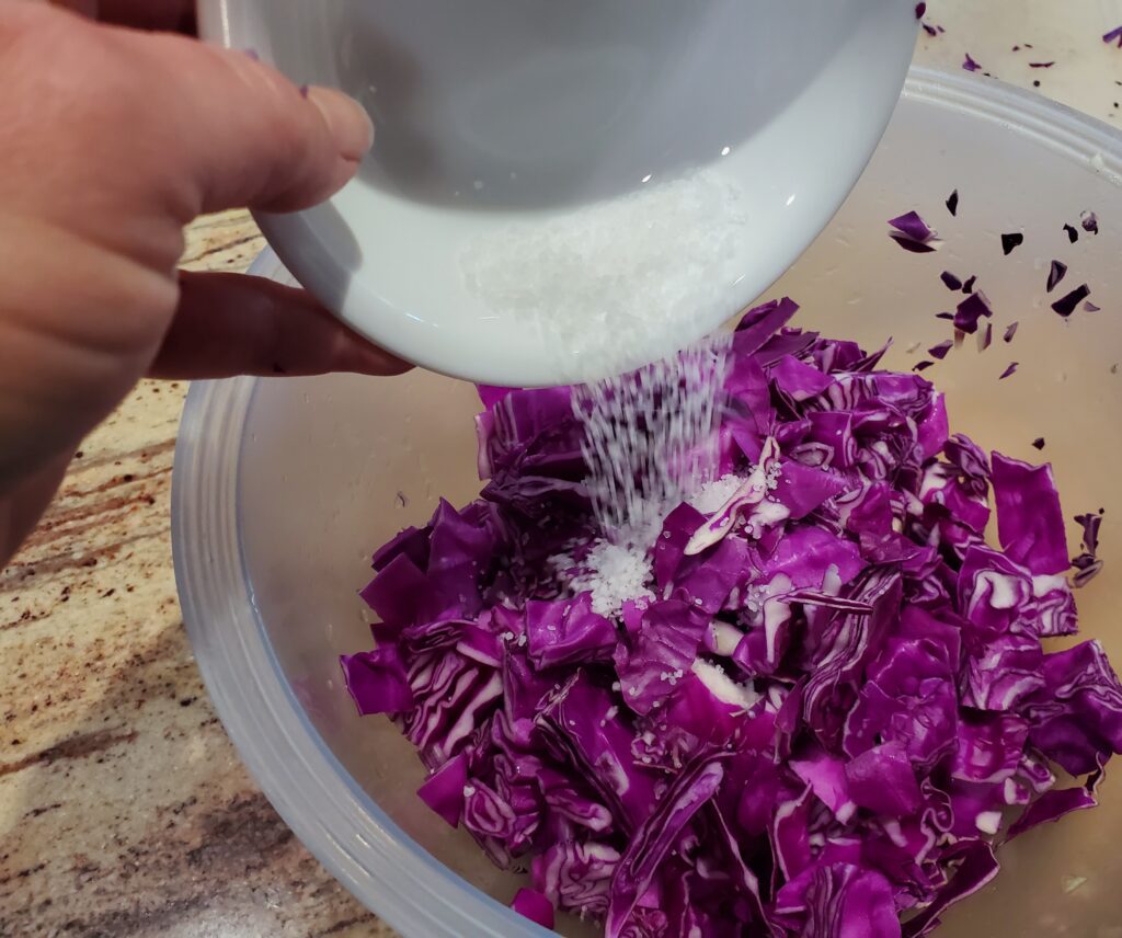 adding salt to cabbage