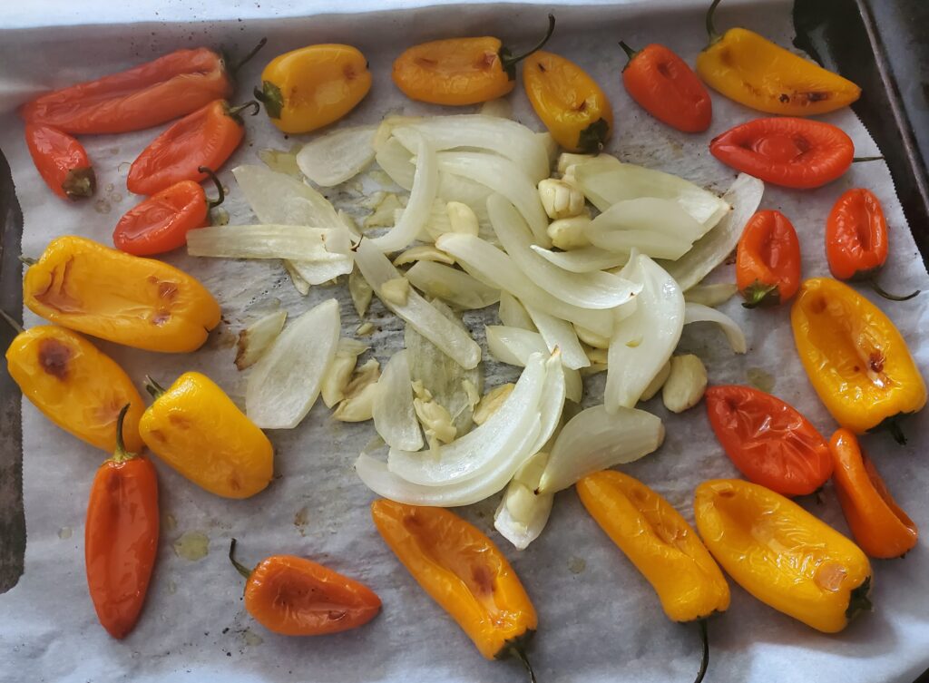 roasted peppers and onions