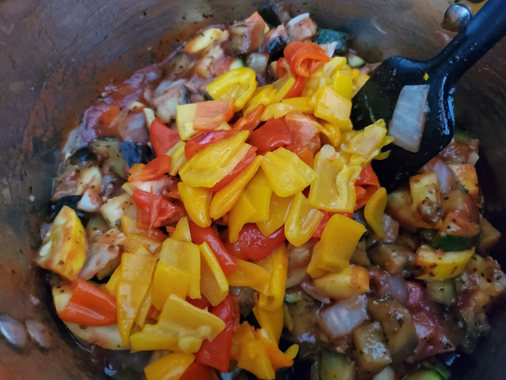 roasted peppers in ratatouille soup