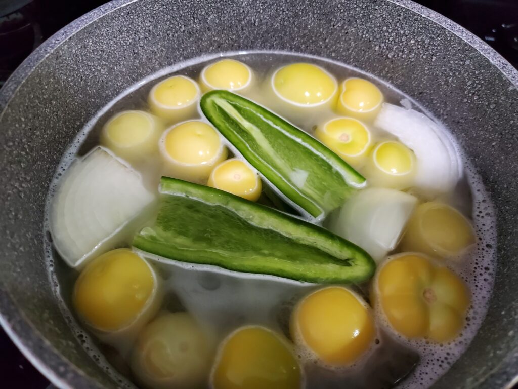 Boil the tomatillos