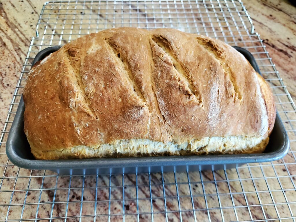 Sourdough cinnamon raisin bread baked