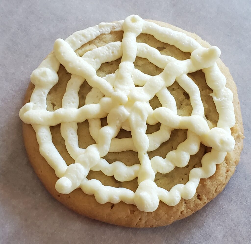 Spider web frosted on cookie