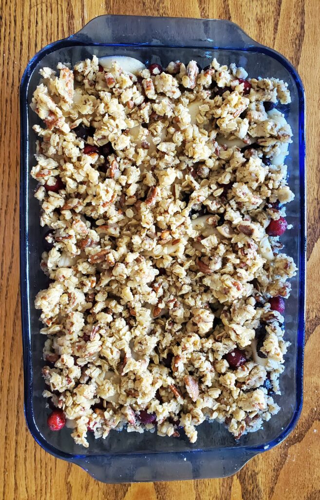 pear apple crisp ready to bake