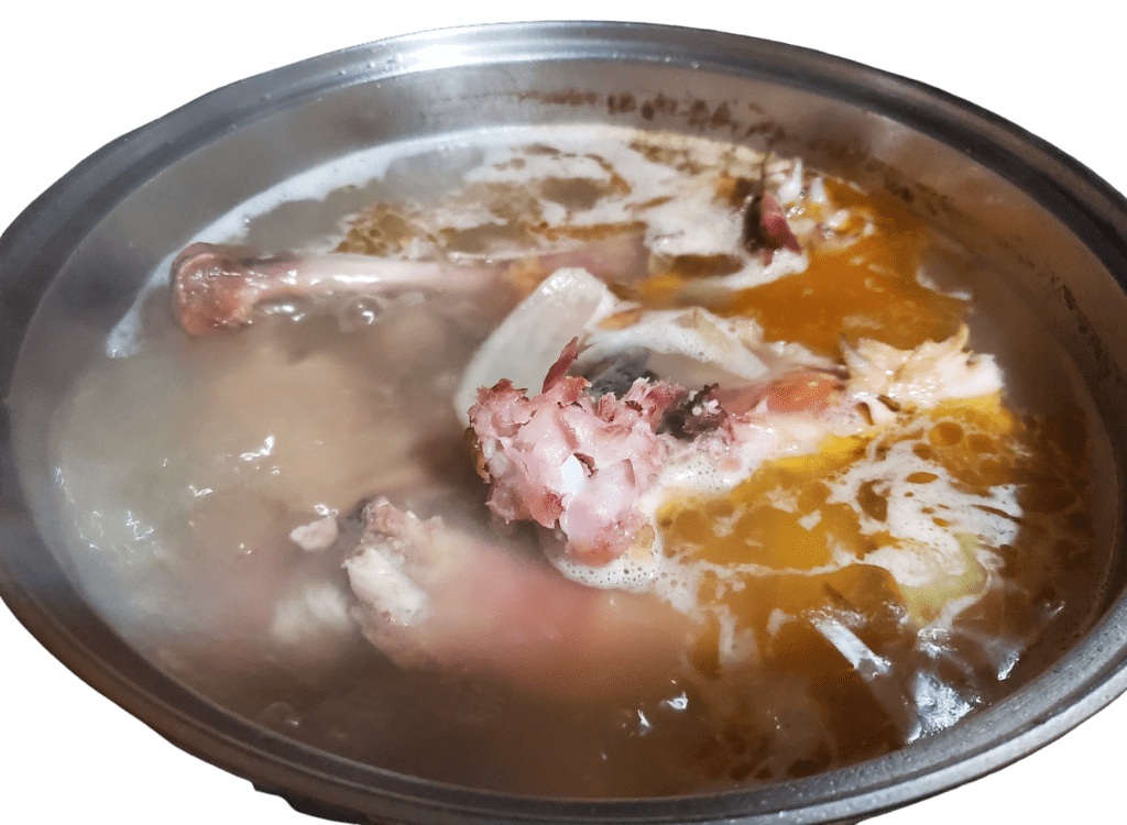 Turkey stock simmering