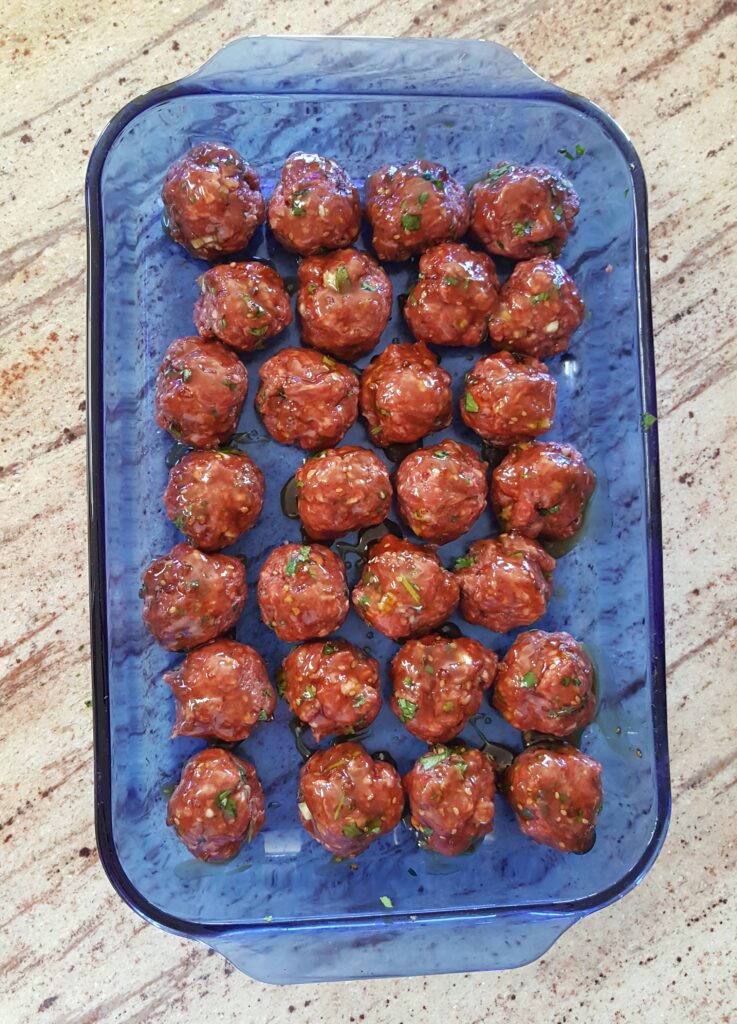 Thai meatballs ready to bake