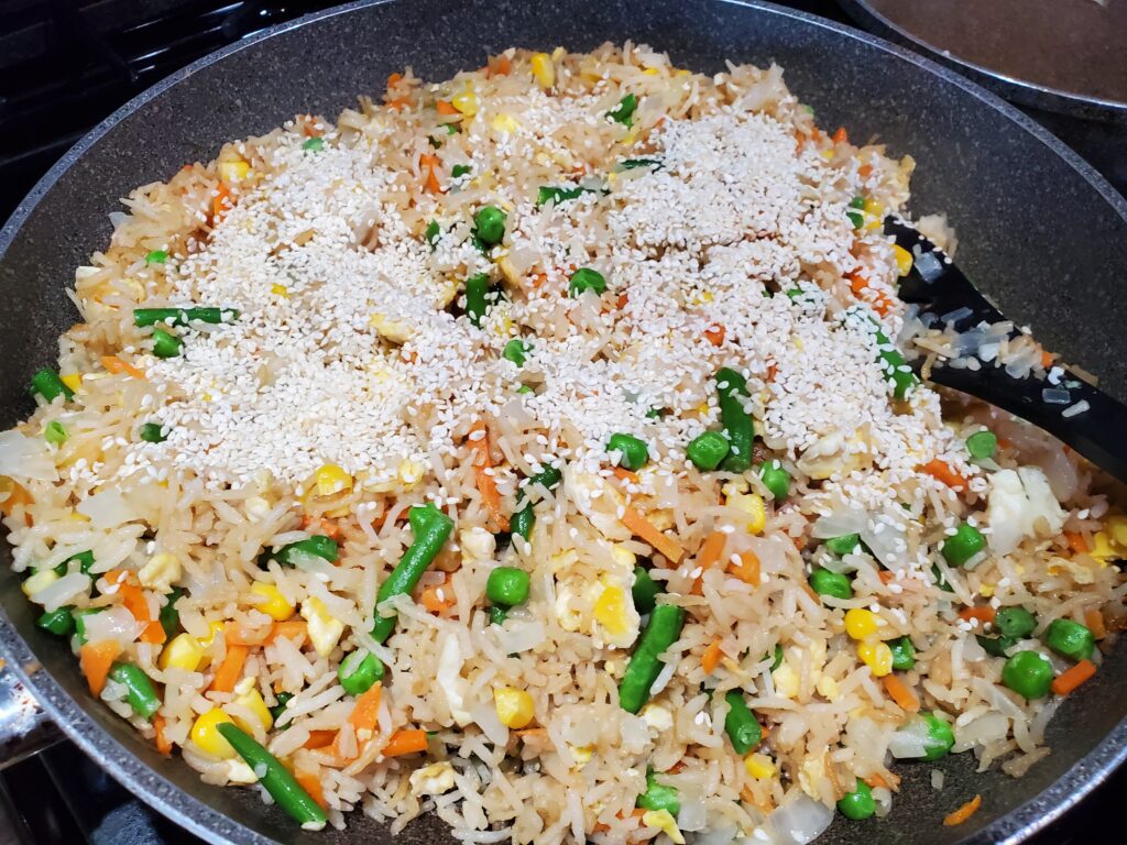 fried rice with sesame seeds