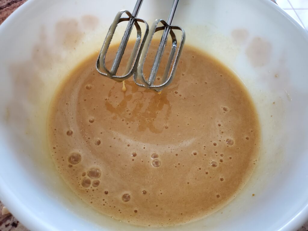 mixing muffin ingredients