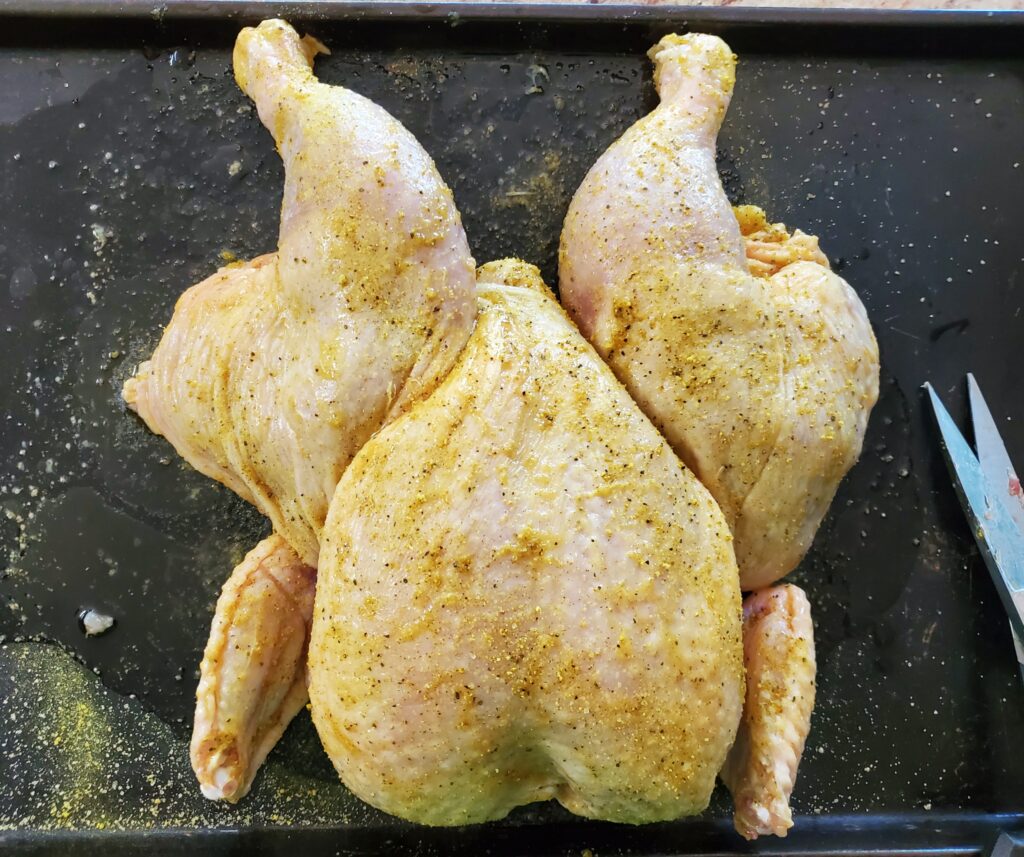 Seasoned spatchcocked chicken